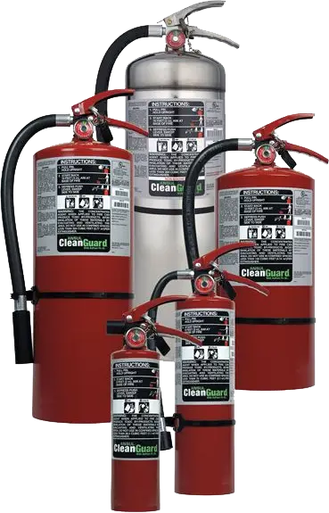 group of clean guard fire extinguishers