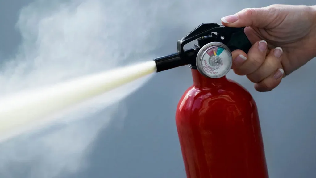 fire extinguisher spraying
