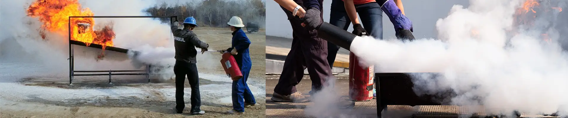 trainee extinguishing test fire