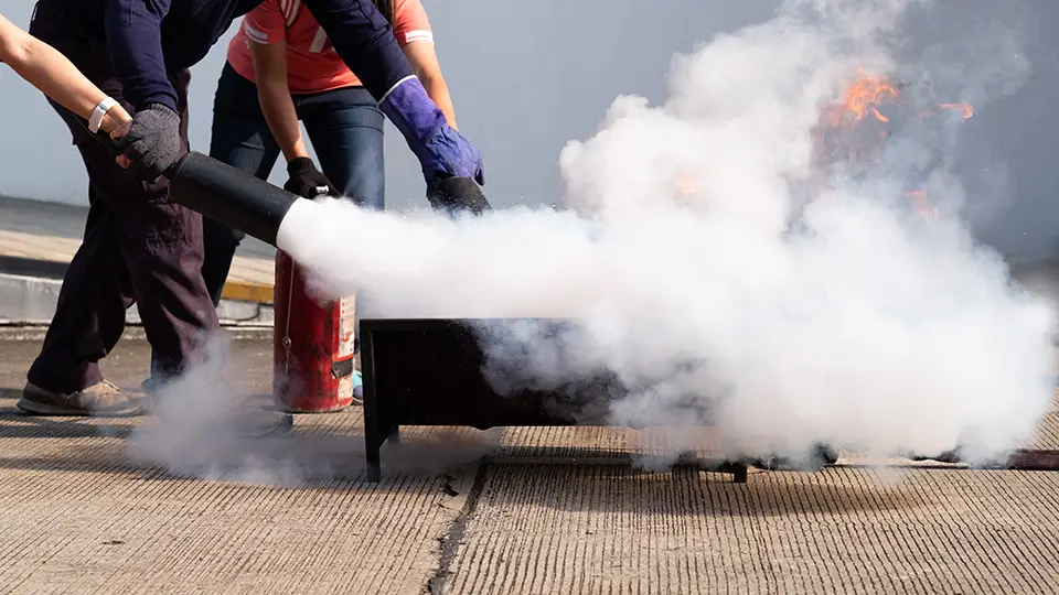 fire extinguisher training with burn pan