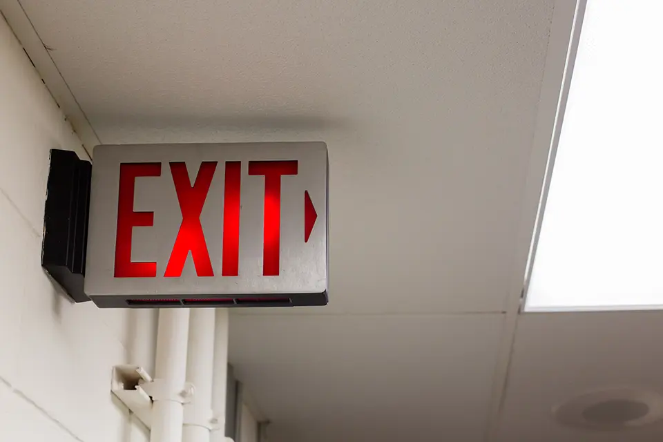 exit sign in hallway