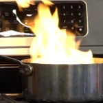 oven top pan with flames